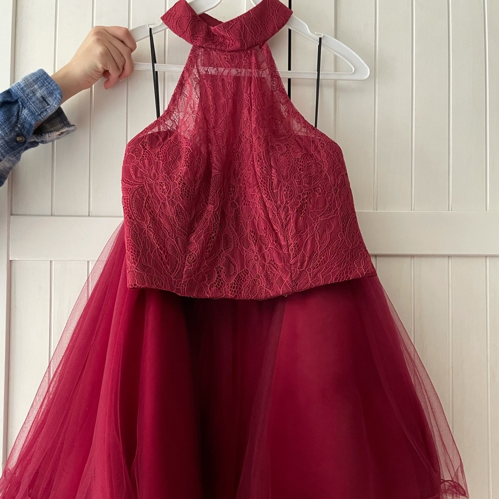 Promgirl Burgundy Two Piece Dress